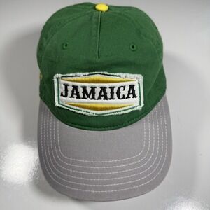 Pier 27 Jamaica Embroidered Patch Ball Cap Green Grey Distressed Logo Mens Hat